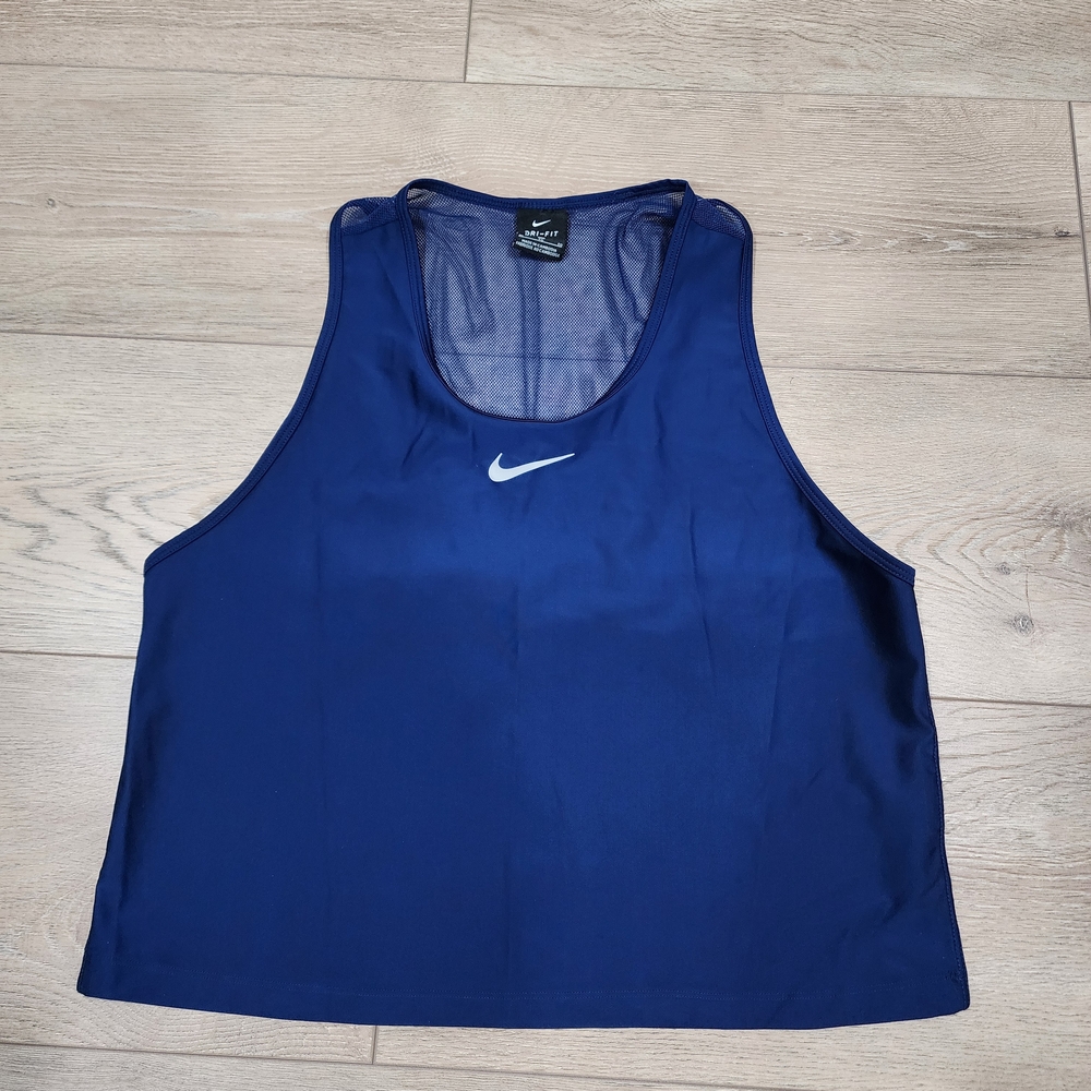 Nike Shirt Womens Dri-Fit Blue Sleeveless Crop Tank Top Size XL